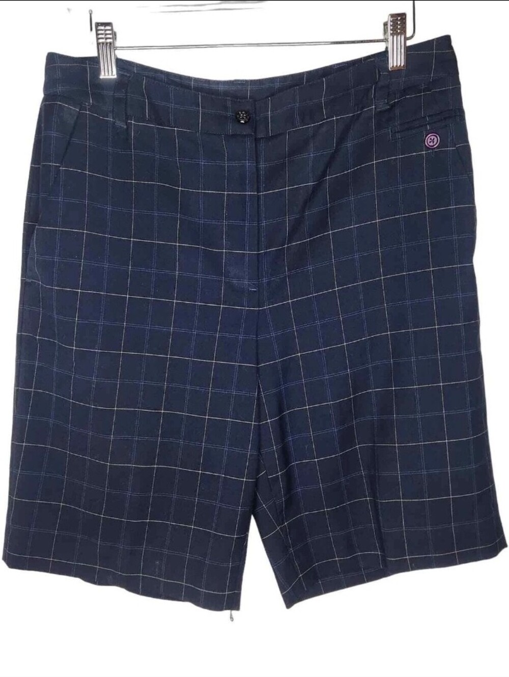 EP pro women's navy blue plaid golf shorts size 10